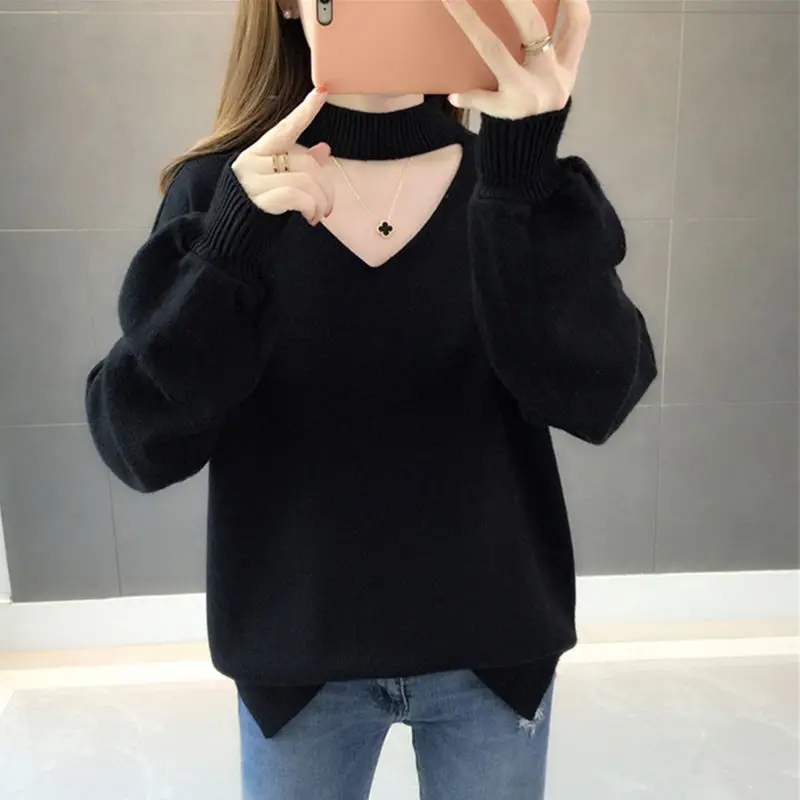 Woman Sweaters Velvet Padded Sweater  Autumn Winter Pullover Thick Loose Lantern Sleeve Sweater  Femme Chandails Pull Hiver