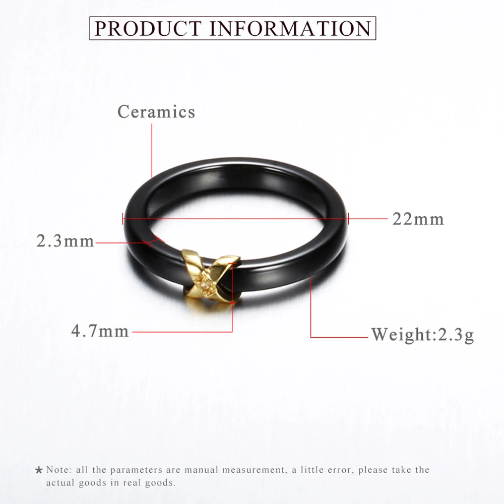 Gold Color X Women Ring AAA CZ Crystal White Cearamic Rings Wedding Bands Fashion Jewelry Wedding Party Gifts Wholesale