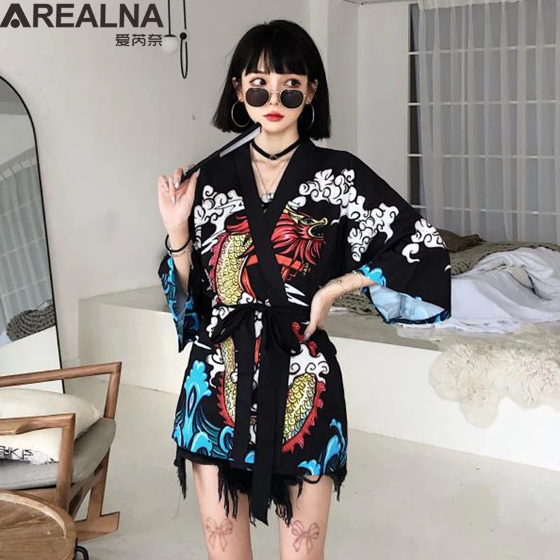 Dragon Anime Kimono Beach Girls Cosplay Dress Shirts New Korean Sunscreen Japanese Kimono Traditional Clothing Hombre Yukata Man