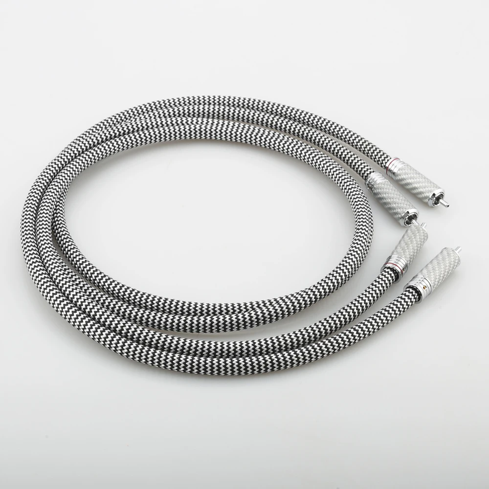 Audiocrast A126 زوج hifi rca كابل مقبس جودة عالية OFC الروديوم مطلي ألياف الكربون 2RCA to2 RCA سلك كابل الصوت