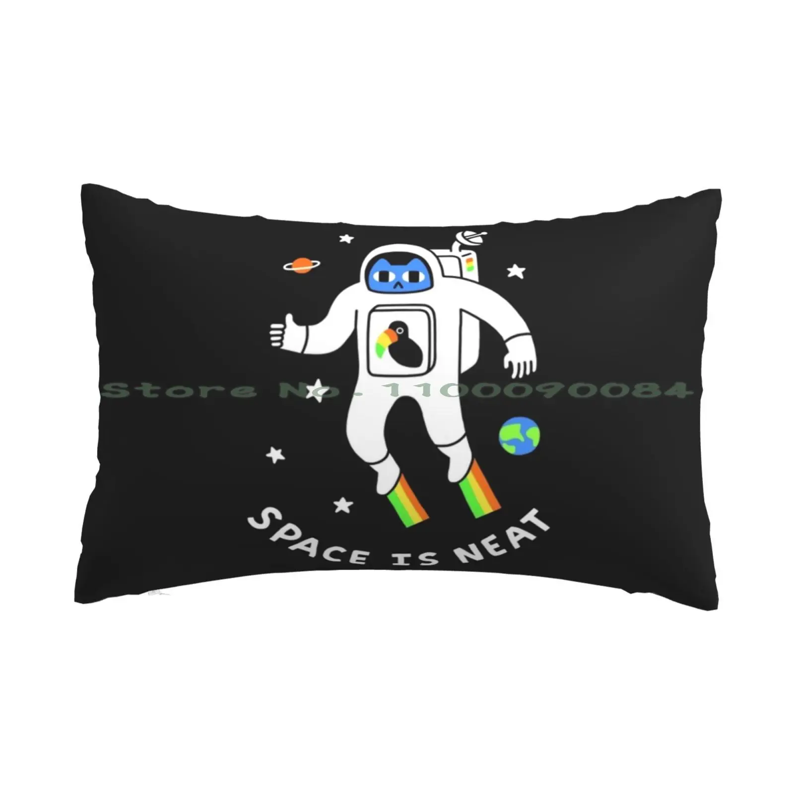 Space Is Neat Pillow Case 20x30 50*75 Sofa Bedroom Astronaut Rainbow Stars Outer Space Cute Planets Toucan Earth Cats Kittens