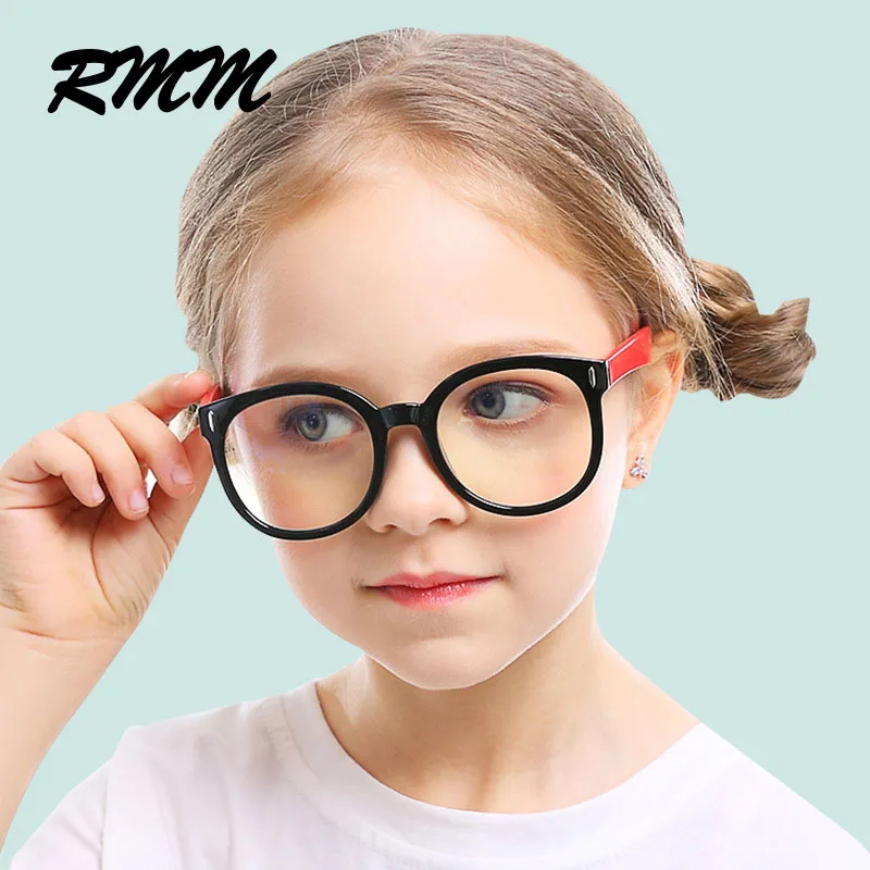 Round Anti Blue Light Kids Glasses RMM Silicone frame eyeglasses Children Clear Transparent Blocking Spectacles Computer UV400