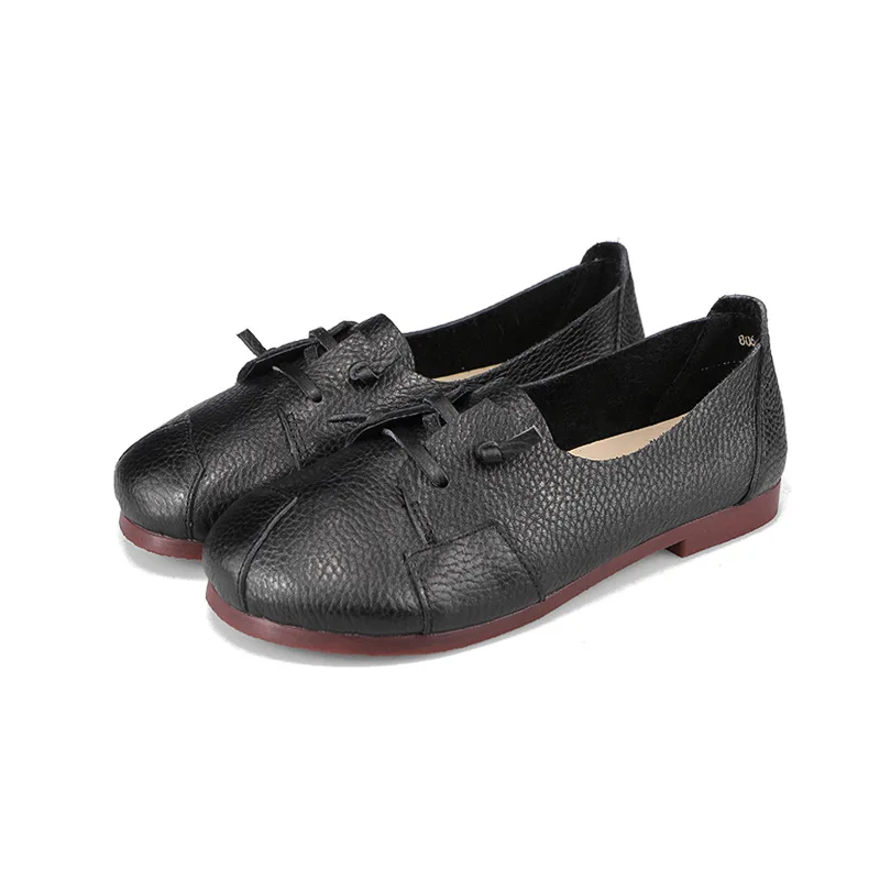 Zapatos de piel auténtica para mujer, calzado de piel de vaca