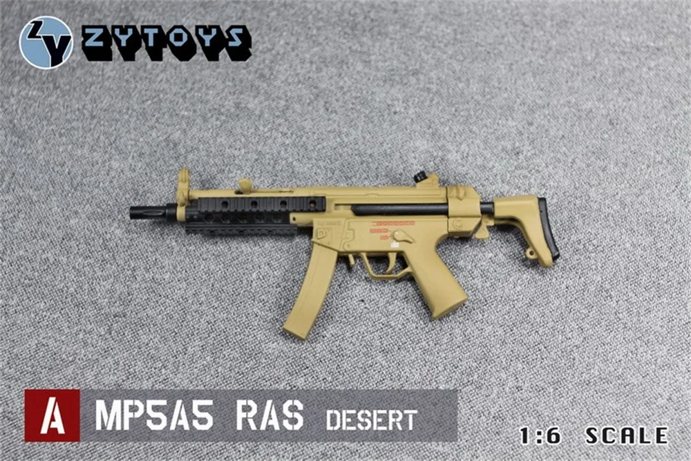 ZYTOYS 1/6 MP5 Weapon Series Type A MP5A5 Toys RAS Desert Sand Color PVC Material Can't Be Fired Model For Doll Scene Component