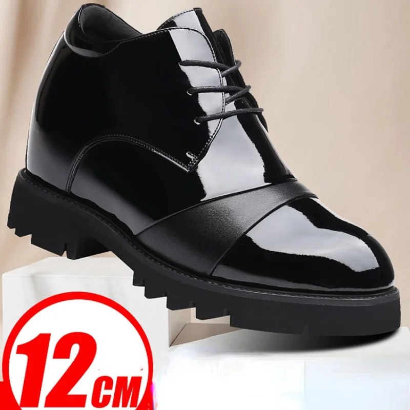 New Inner Heightening Shoes Men\'s Invisible Inner Heightening 12cm Elevator Shoes Deodorant Business Men\'s Formal Leather Shoes