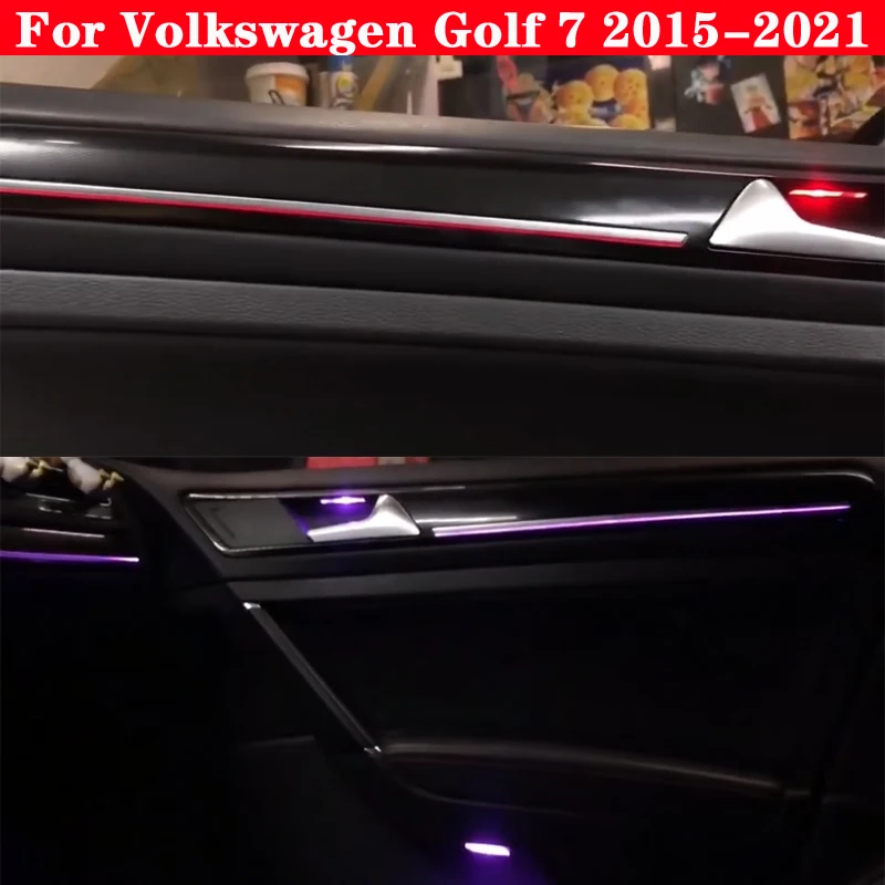 Image of Für Volkswagen Golf 7 7,5 2015-2021 Tastensteuerung Dekoratives Umgebungslicht LED-Atmosphärenlampe beleuchtet 10/30 Farben Streifen