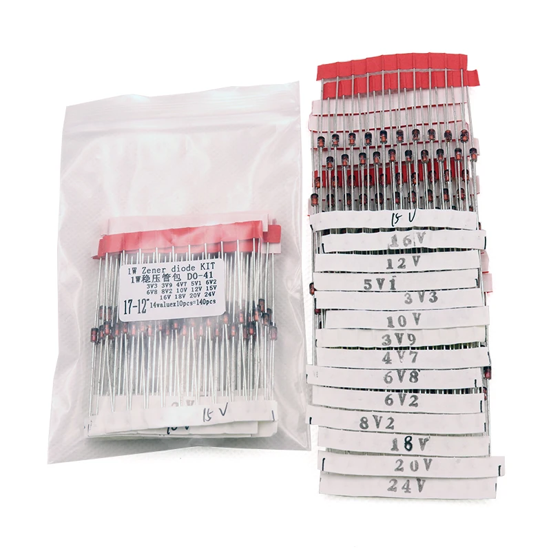 14 Waarden * 10Pcs = 140Pcs 1W Zenerdiode Kit Doen-41 3.3V-30V Component Diy Kit Gratis Verzending