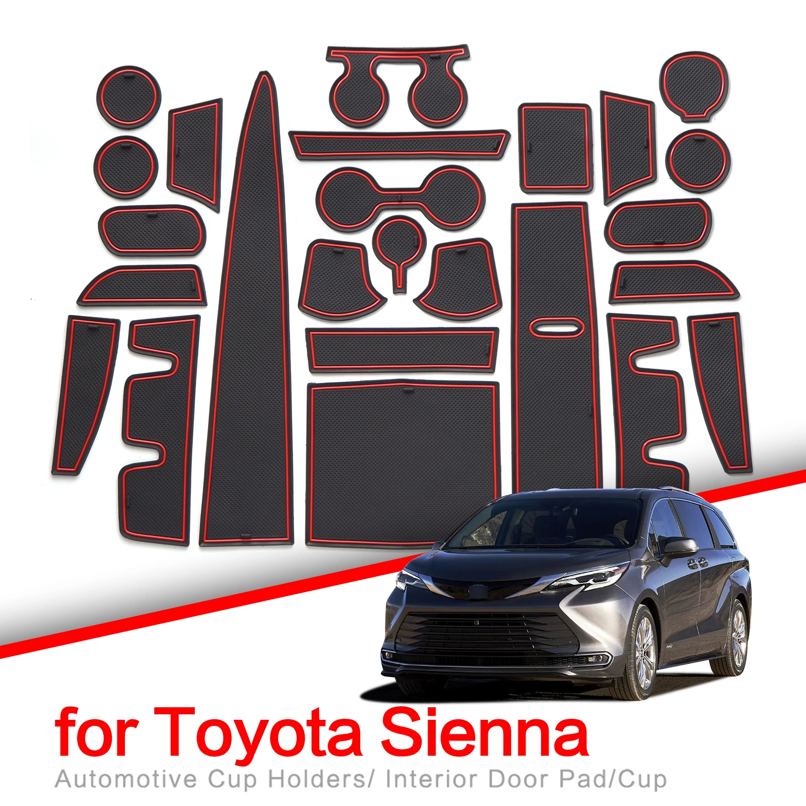 

ZUNDUO Противоскользящий слот для ворот, коврик для чашки, подходит для Toyota SIENNA 2021 2022, аксессуары для интерьера, Нескользящие Коврики для двери, резиновые подставки