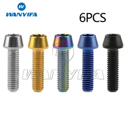 Wanyifa Titanium Bolts M5x16 18mm Conical Cycling Handlebar Stem Bolt Bicycle Fixed Screws Bike Parts 6pcs