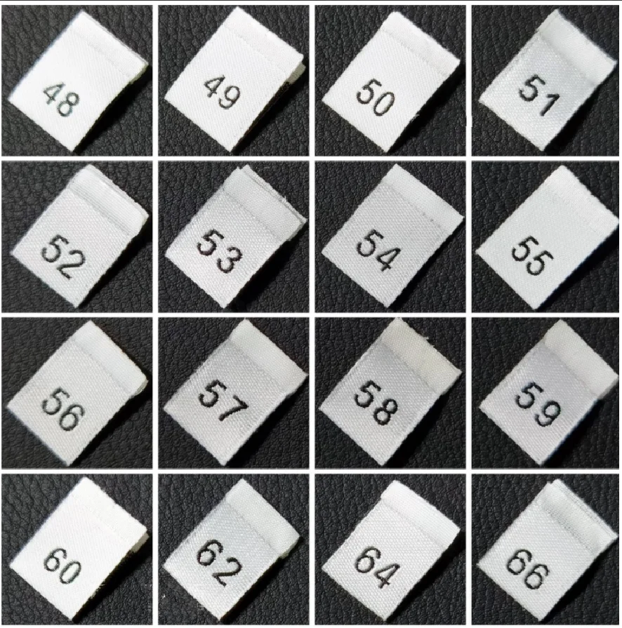 200pcs 40-135 Kids Number Size Labels for Garment  Black/White/ Polyester Woven Folded Labels Clothes Sewing Tags 35*12MM LB-037