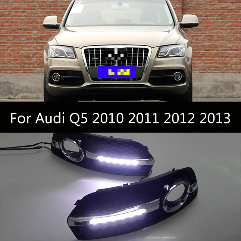 

1pair DRL For Audi Q5 2010 2011 2012 2013 LED DRL Daytime driving Running Lights Daylight Fog Lamp cover hole light