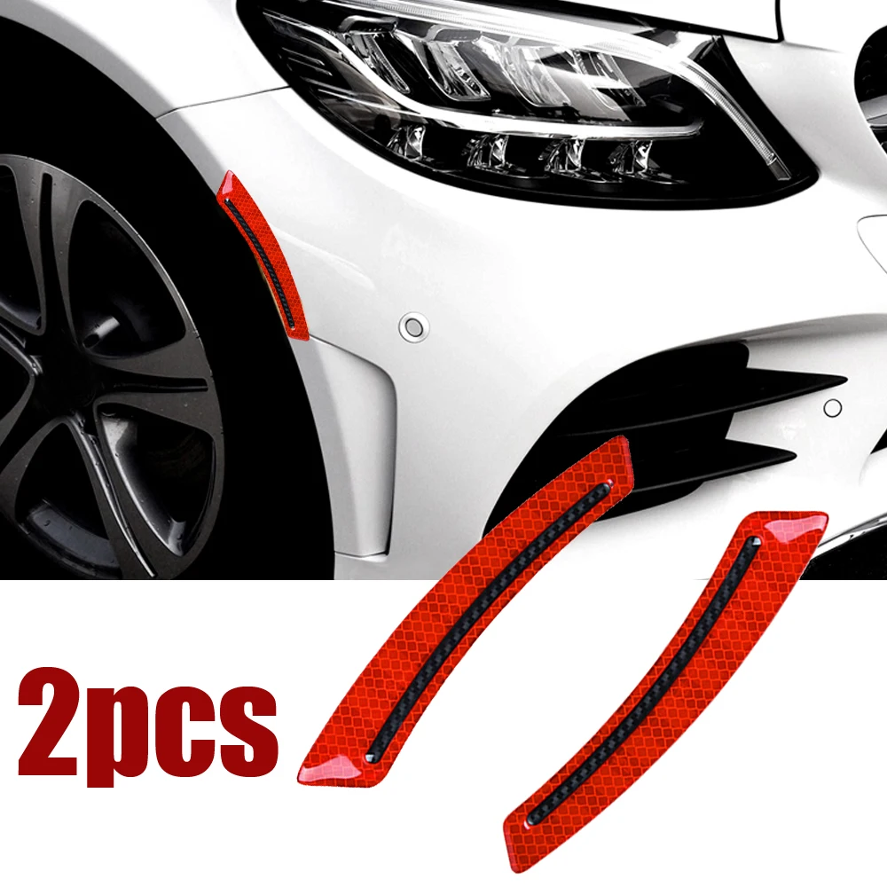 

2Pcs Auto Rear Wheel Eyebrow Fender Reflective Stickers Decals Carbon Fiber Decorate Strip Car Accessories Exterior Parts