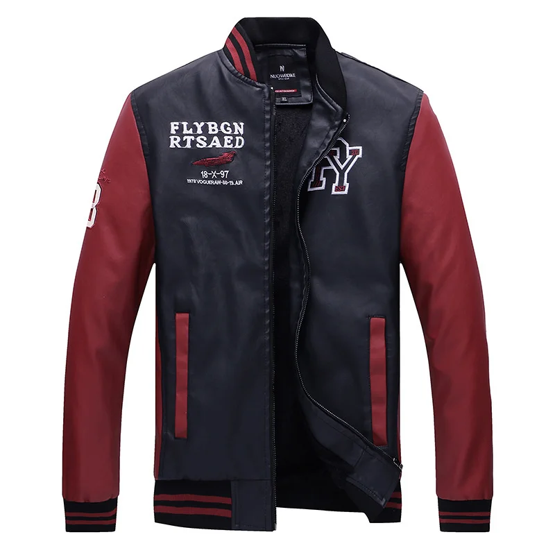 

Men's English Alphabet All-match Handsome Casual Simplicity Leather Jacket High Quality Fashion Design Loose Winter Coat Warm