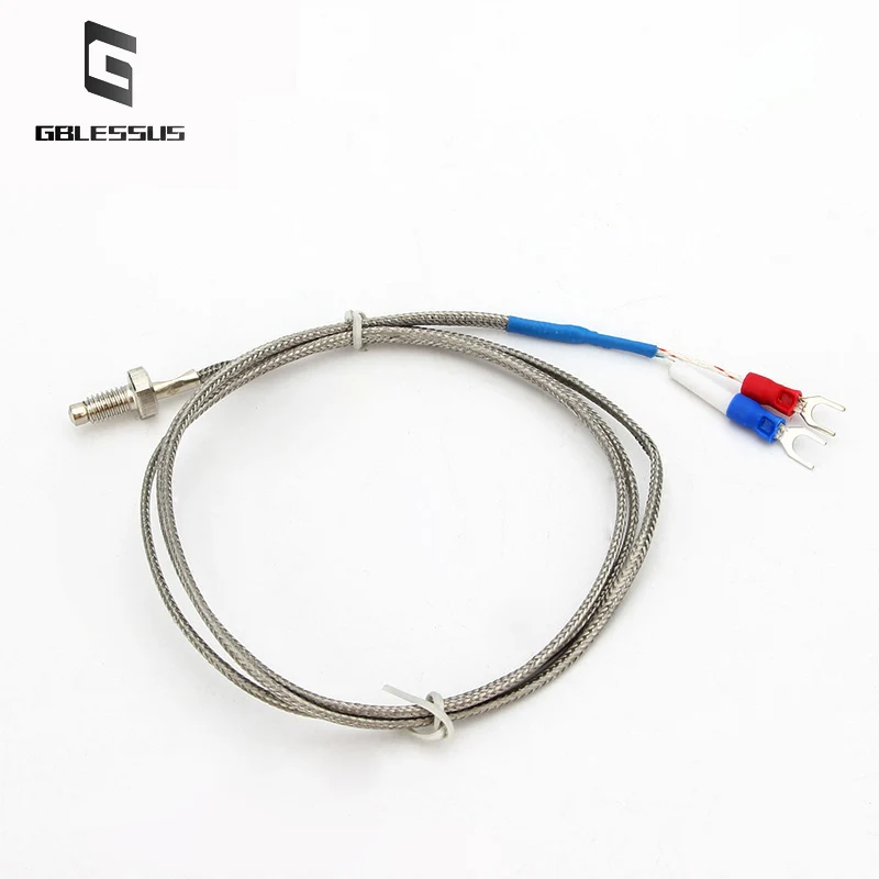 M6 Thermocouple Thread Type K/E  0-800℃ Shielded Probe Thermal Resistance Temperature Sensor 0.5/1/1.5/2/3/4/5M