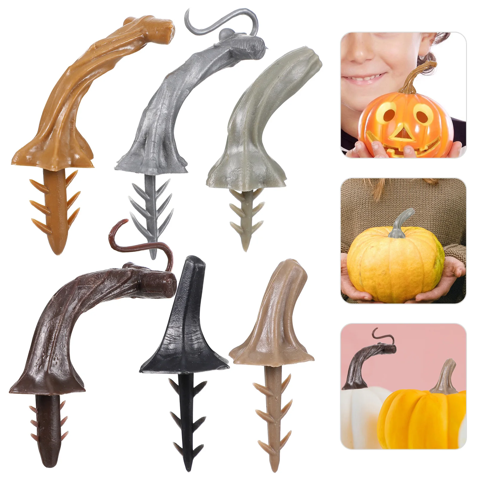 24pcs Pumpkin Stem Safe Light Sturdy Unique Tool Plastic Stem Handle Plastic Pumpkin Handle Accessories for Home Party