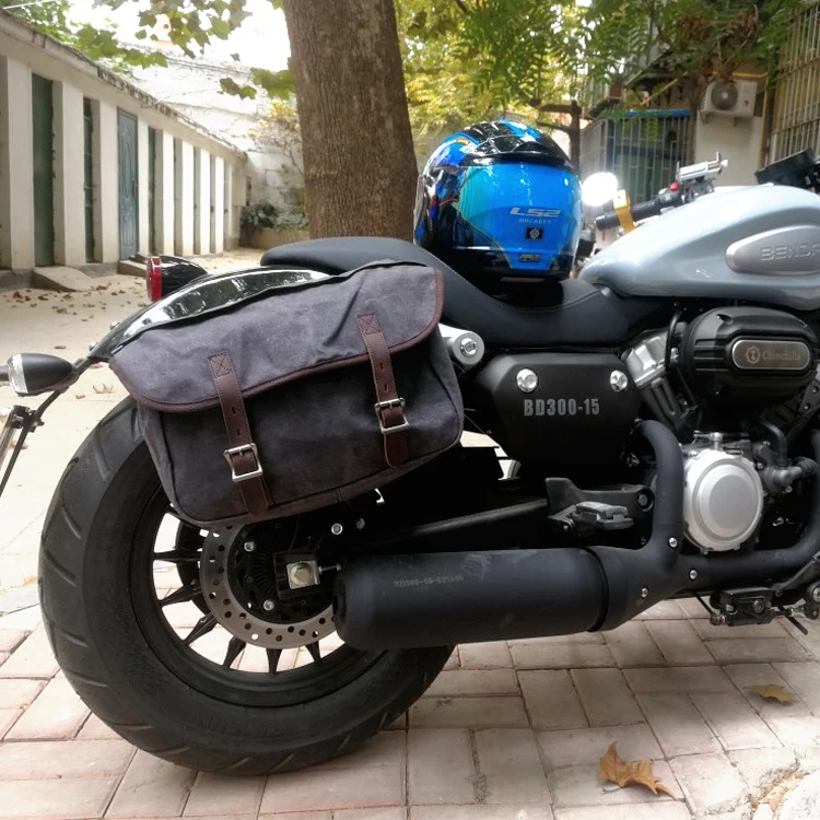 Motorcycle Bag Multi-functional Commuting Side Universal Waterproof Side Bag Motorcycle Canvas Haversack Knight Saddle Bag