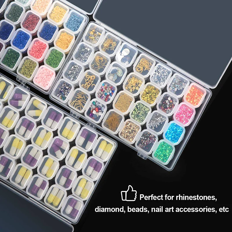 112-56 Slots Diamond Painting Accessories Box Jewelry Box Rhinestone Embroidery Crystal Bead Organizer Storage Case Container