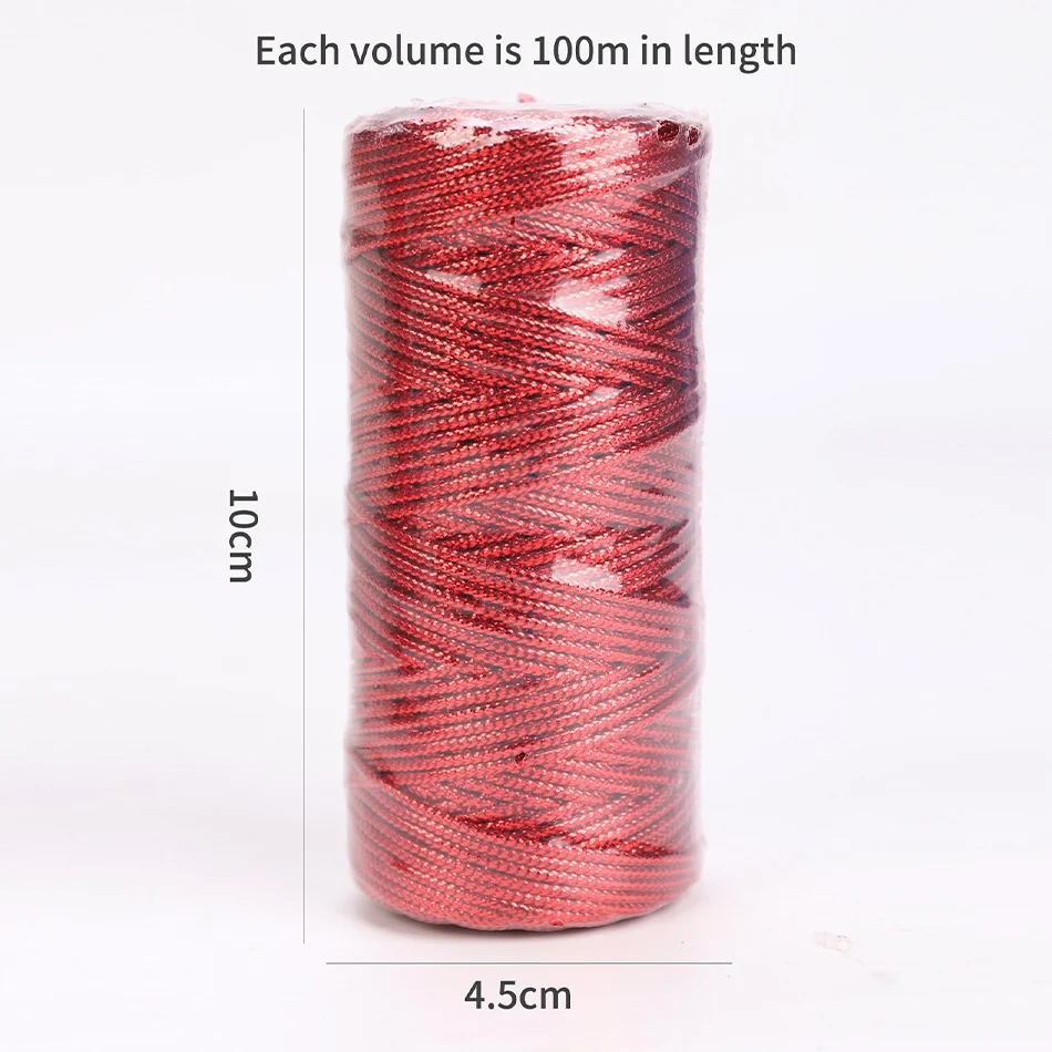 100M 1.5mm corda nastro artigianato fai da te cucito Macrame cavo oro argento corda corda spago confezione regalo filo ritorto decorazioni tessili