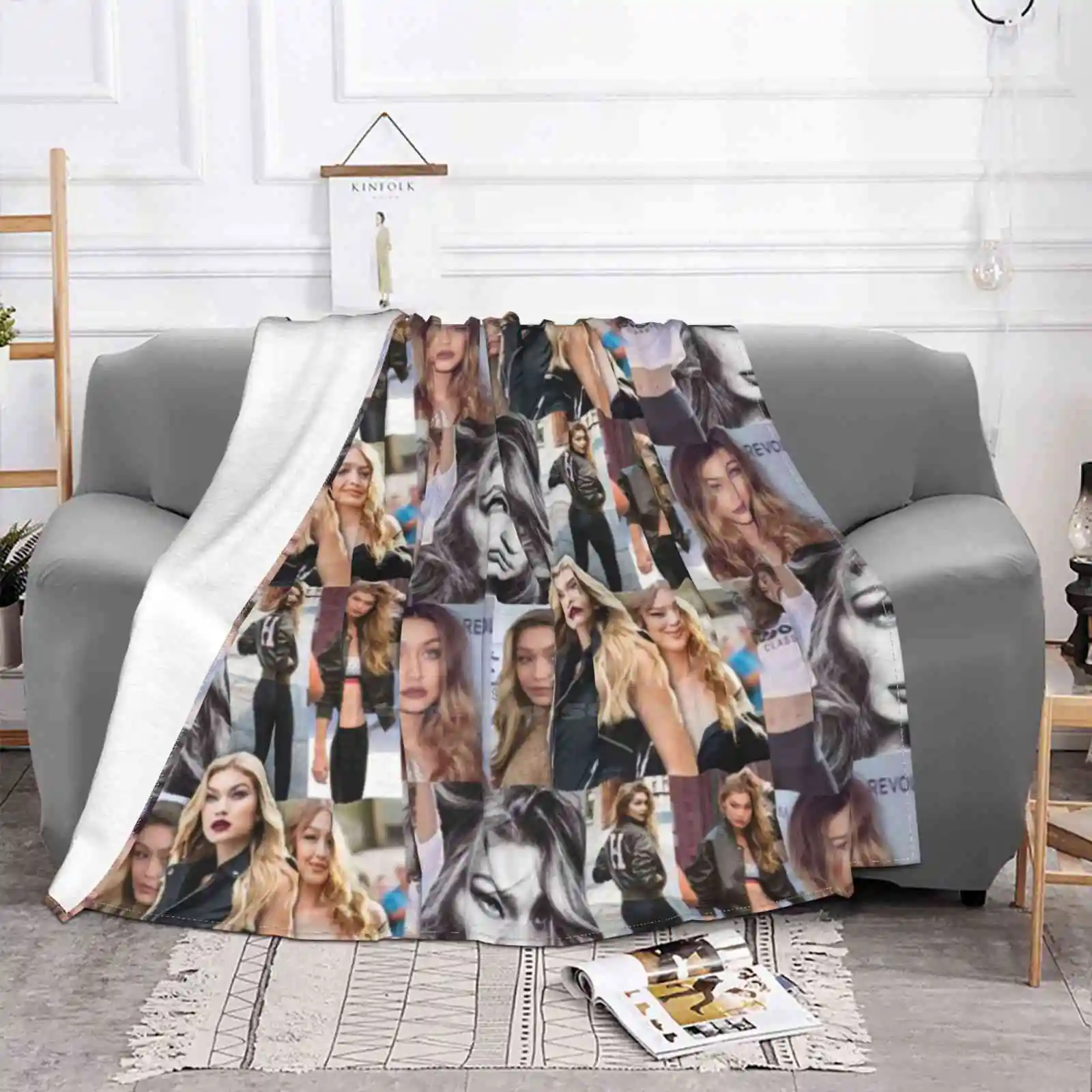 Gigi Hadid Shaggy Throw Soft Blanket Sofa / Bed / Travel Love Gifts Gigi Hadid Bella Hadid Model Of The Year Zayn Malik Gigi And