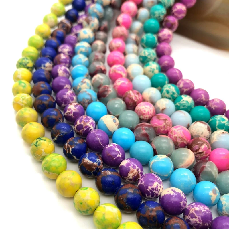 6/8/10mm Round Emperor Stone Loose Beads Imperial Pine Howlite Natural Stone Beads Strand Diy Bracelet Necklace