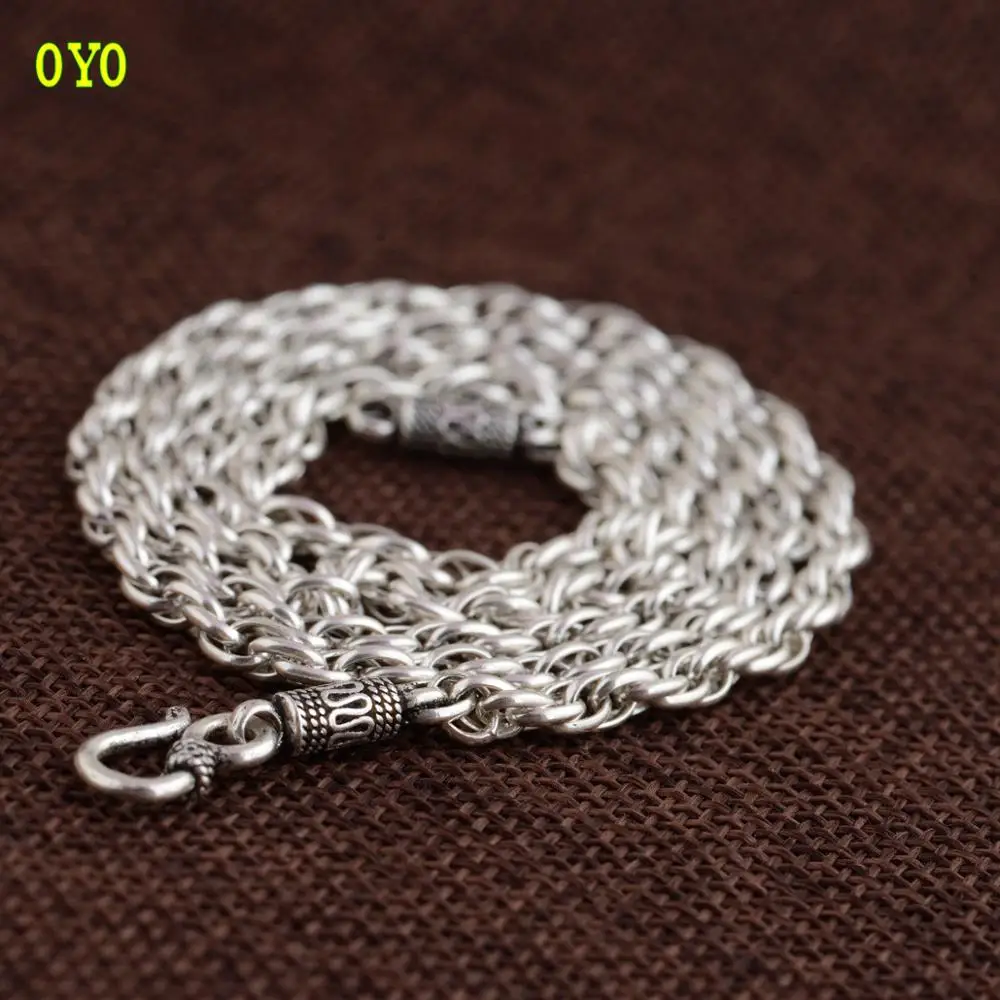 

100%S925 silver necklace archaize process Male money thimble S hook chain Thai silver