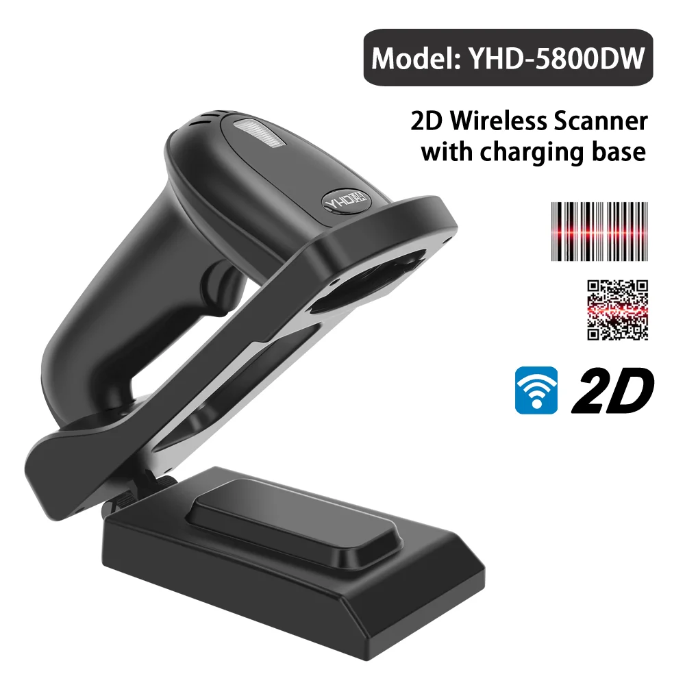 YHDAA 1100L Laser Wired 1D Barcode Scanner and Bluetooth 5800DW 2.4G Wireless 2D QR Bar Code Reader PDF417 for Mobile Computer