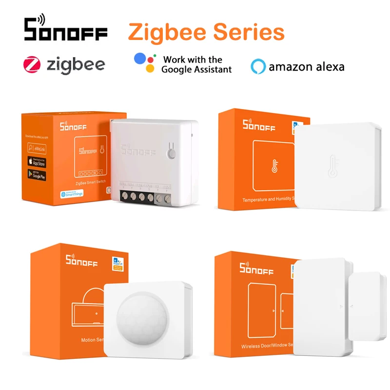 SONOFF Zigbee 3.0 ZBBridge Mini ZBMINI / Wireless Switch / Temperature Humidity /Motion /Door Sensor Work With Alexa Google Home