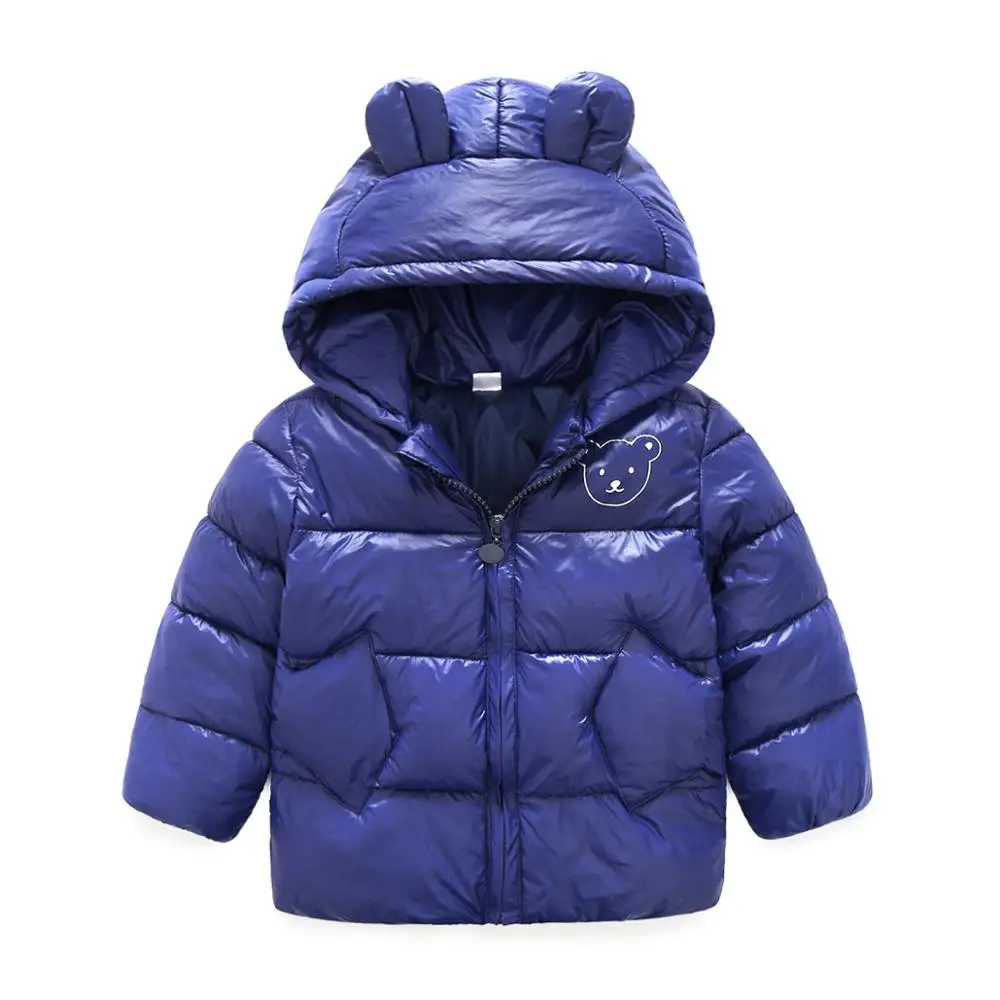 winter new solid color small ears hooded boys and girls cotton small children's clothing children's cotton jacket boys clothes