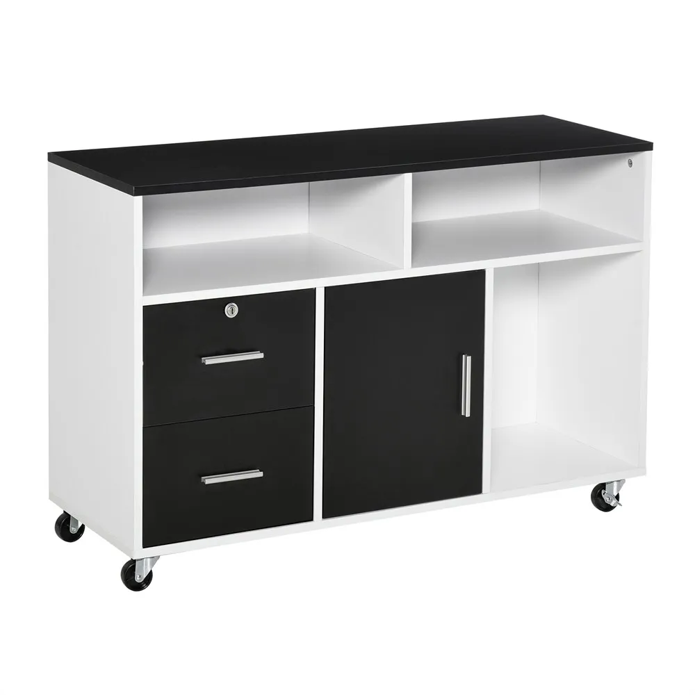 HOMCOM office cabinet cabinet with wheels drawers and shelves 100x35x65 cm