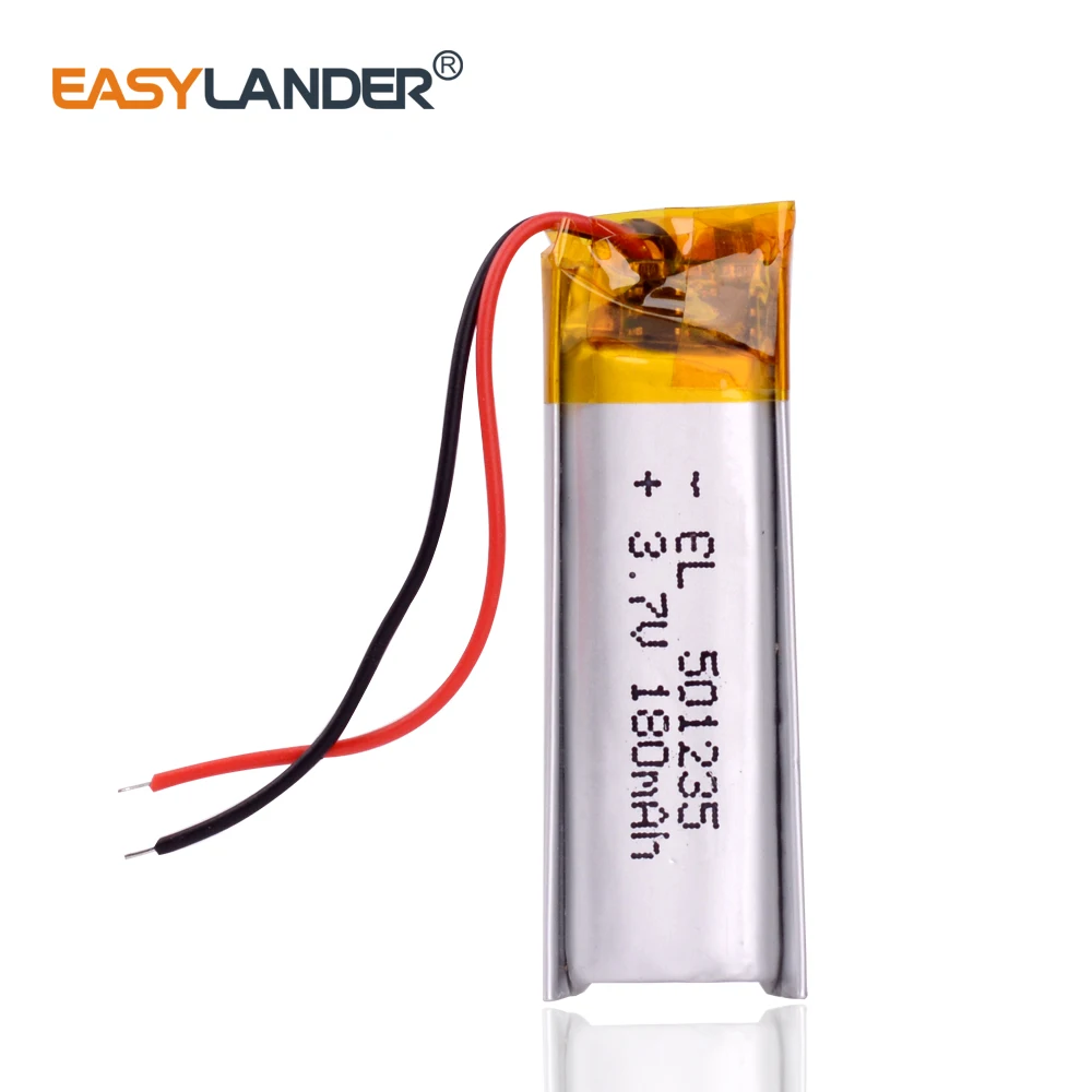 3.7V 180mAh 501235 Rechargeable Lithium Li-ion Polymer Battery for Earphone MP3 Cells player ritmix