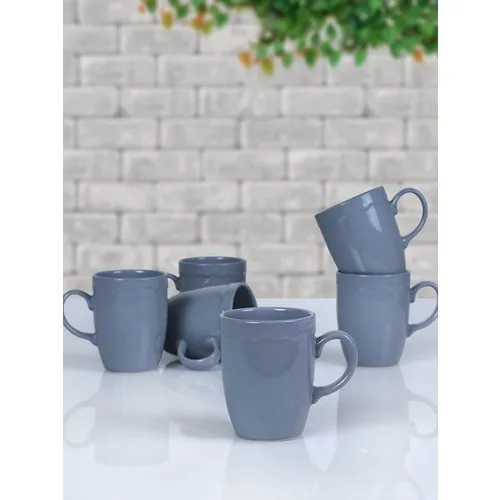 6 pcs Mug Gray Ceramic Coffee Cup Mugs Women Water Soft Drink Beverage Cup