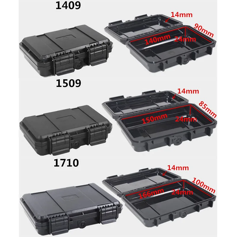 Shockproof Sealed Safety Case toolbox Airtight waterproof tool box Instrument case Dry Box with pre-cut foam Lockable