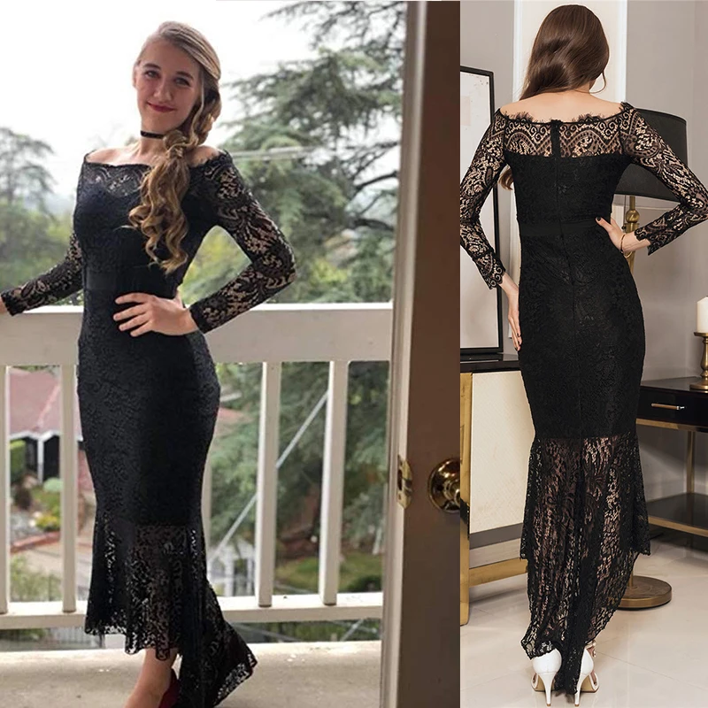 Comeondear długa sukienka maksi ponadgabarytowe suknie ślubne syrenka Vestido De Noiva Off Shoulder formalna koronka sukienka wieczorowa