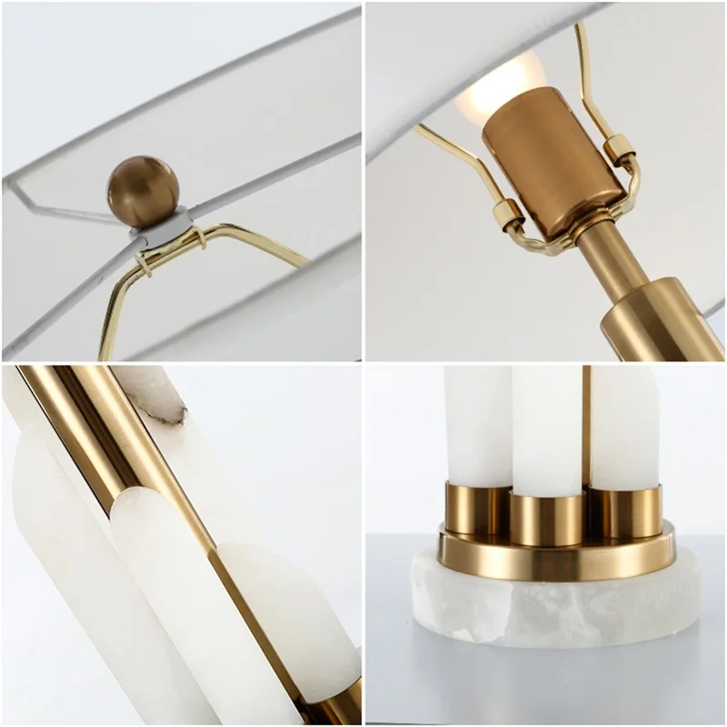 OURFENG Modern LED Bedside Table Light Luxury Marble White Design Desk Lamp Decorative For Home Living Room Office Bedroom