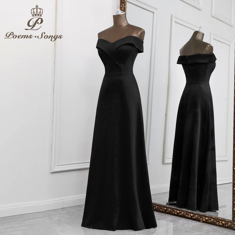 2022 Sexy A-line style black evening dress vestido de festa evening gowns elegant formal party dress women evening prom dresses