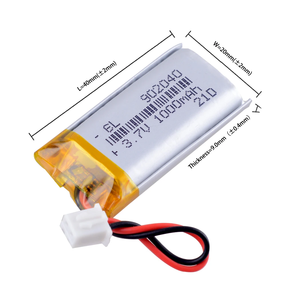 JST PH 2.54mm 2pin 3.7V 1000mAh 902042 902040 litowo-jonowy polimerowy akumulator LiPo do ręcznego GPS bluetooth