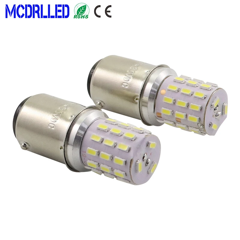 Mcdrlled 2PCS P21W BA15S P21/5W BAY15D Car Turn Signal Lamp LED Boat Semaphore Source Brake Lights 12V 24V White