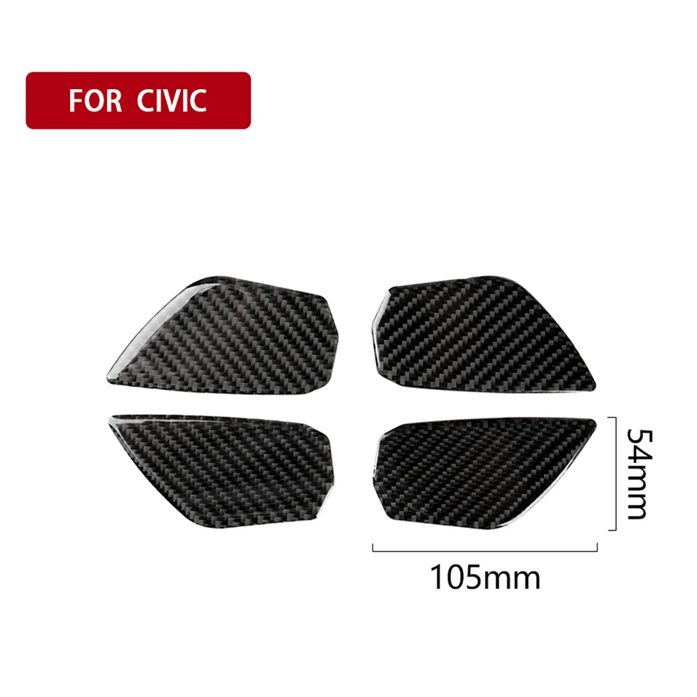 4Pcs Car Interior Door Handle Bowl Cover Trim Carbon Fiber Decorative Sticker for 2016-19 Honda Civic 10th Gen