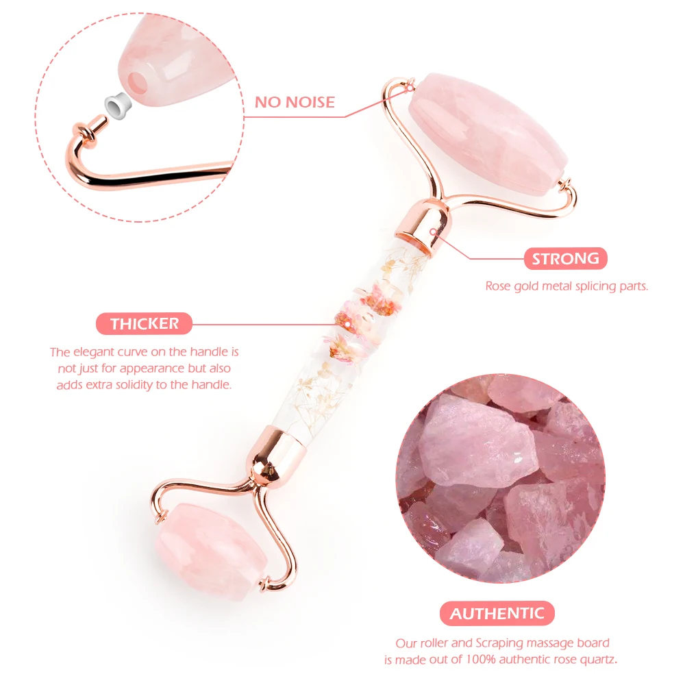 3/5pcs Rose Quartz Petal Roller Slimming Face Massager Lifting Jade Facial Massage Roller Anti-wrinkle Skin Care for Women Gift