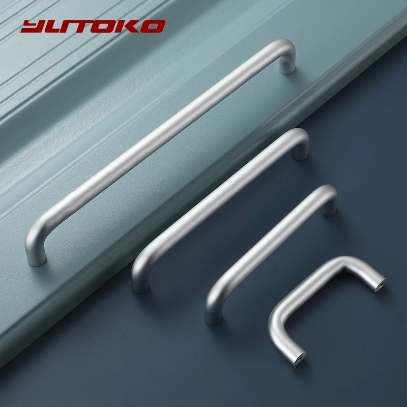 YUTOKO Modern Cabinet Door Handles Minimalist Silver Wardrobe Cupboard Aluminum Alloy Door Handle Nordic Drawer Door Knobs Pulls