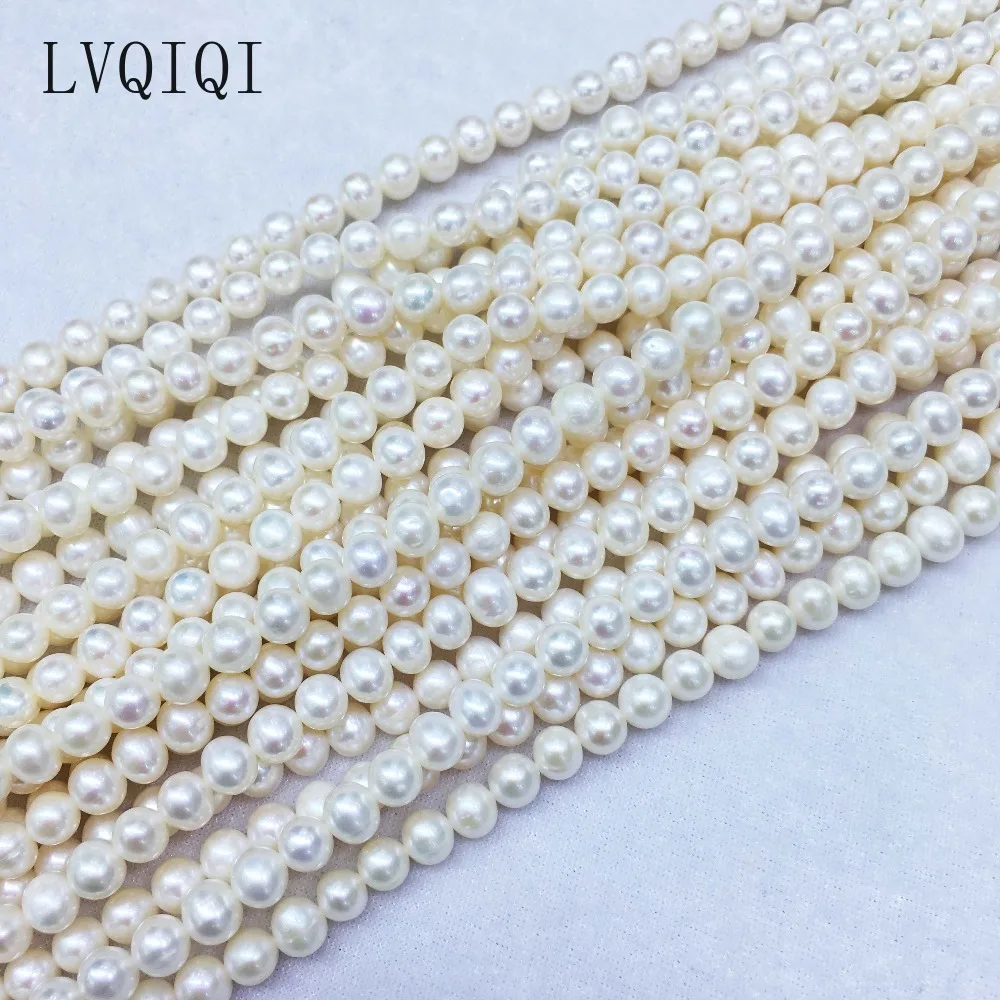 LVQIQI Natural freshwater pearl beads quality 36 cm perforated loose beads DIY ladies necklace bracelet production 7-8MM 3colors