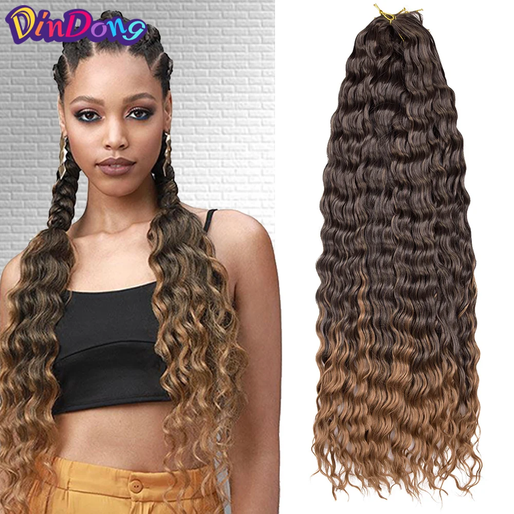 

DinDong 32" Synthetic Deep Wave Twist Crochet Hair Natural Afro Curls Crochet Braids Ombre Braiding Hair Extensions For Women