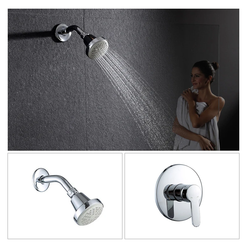 Bathroom Shower Set Wall Mounted Cold Water Tap Concealed Nozzle Shower Set Rainfall Rain Shower Head Single Lever for Hotel