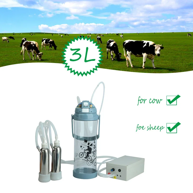 

3L Electric Pulse Milking Machine 110V-240V Automatic Vacuum Pump Double Head Milker for Sheep Goat Cow Farm Livestock Tool