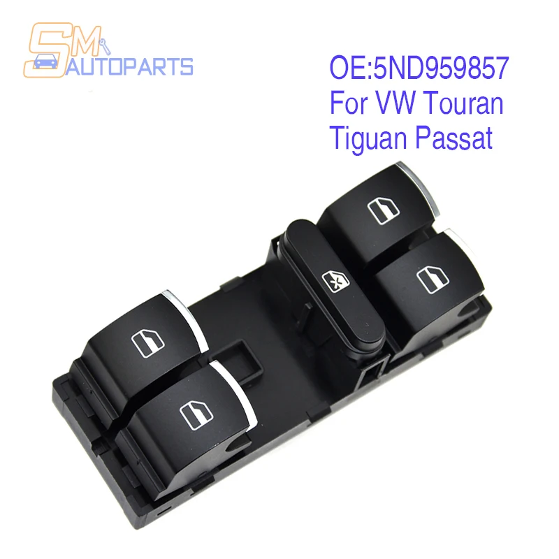 5ND959857 For VW Touran Tiguan Passat B6 B7 CC Golf Mk5 MK6 Jetta III AMAROK Driver Side Master Window Controller Switch Chrom