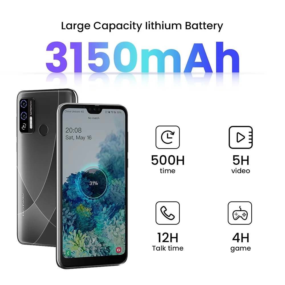 Hotwav h1 Smartphone 6,26 Zoll HD Großbild 2GB RAM 16GB ROM 3150mAh Akku Handy 8mp Kamera Finger abdruck entsperren Telefon