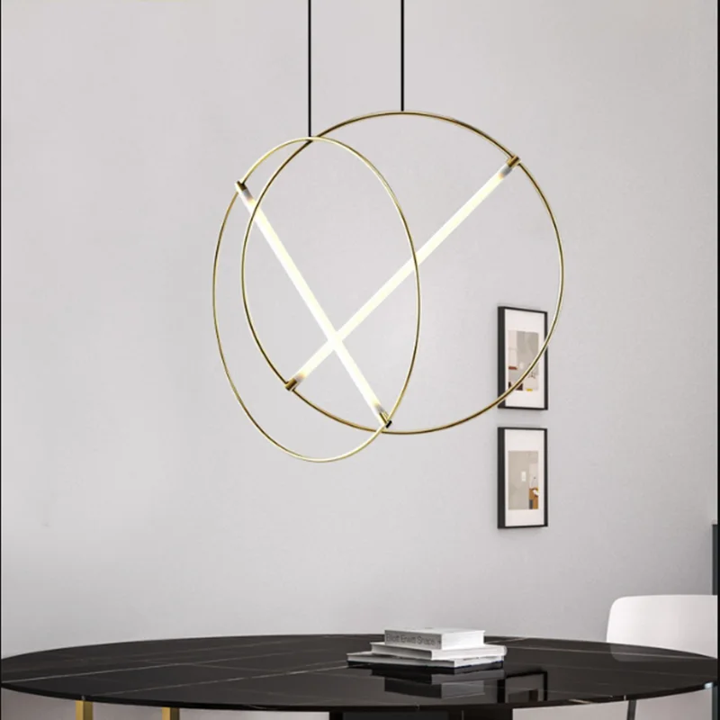 

ED046 Suspension lamp Post-modern luxury creative ring pendant lights living room hotel cafe designer bedroom gold pendant light