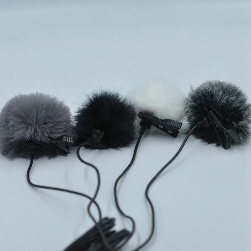 FULL-Universal ไมโครโฟนสายคล้องคอกระจกหน้ารถ Furry Fur กระจกหน้ารถ Wind Muff นุ่มสำหรับ Sony Rode Boya Lavalier Lapel ไมโครโฟน5มม.