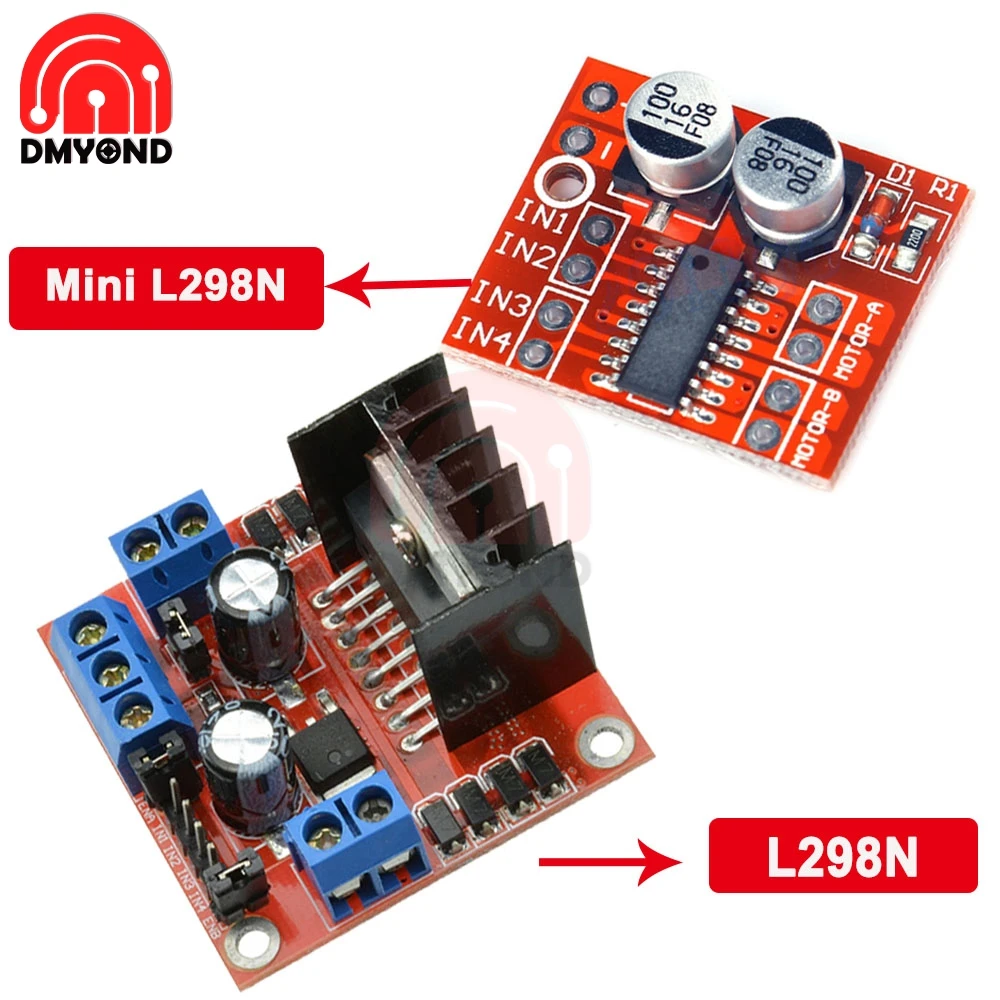 L298 New Dual H Bridge DC Stepper Motor Drive Controller Board Module L298N for Stepper Motor Smart Car Robot Plug-in Capacitor