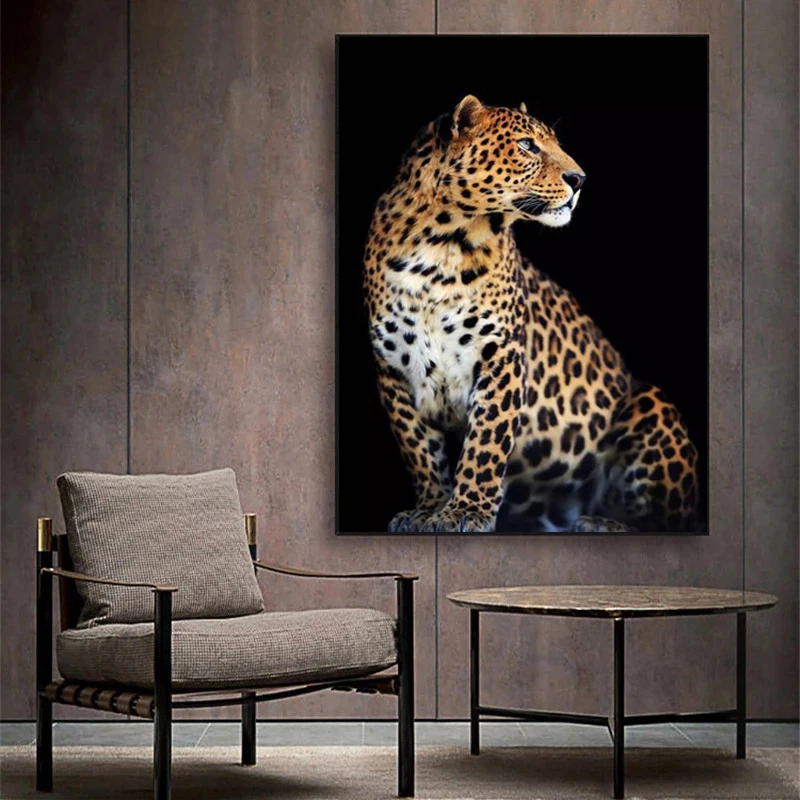 Nature Realistic Animal Lion Tiger Leopard  Canvas Painting Wall Art Picture Nordic Print Poster Classic Living Room Home Decor